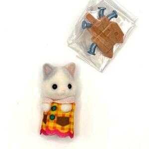 Calico Critters/Sylvanian Family Latte Cat, Baby Kitten, w/Accessories - New